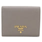 PRADA Saffiano Leather Bi-fold Compact Wallet - Grey