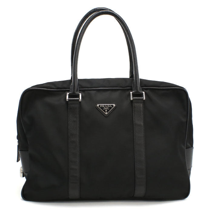 PRADA Briefcase Nylon and Leather Business Bag Handbag - Black
