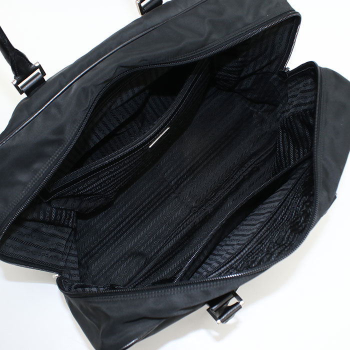 PRADA Briefcase Nylon and Leather Business Bag Handbag - Black