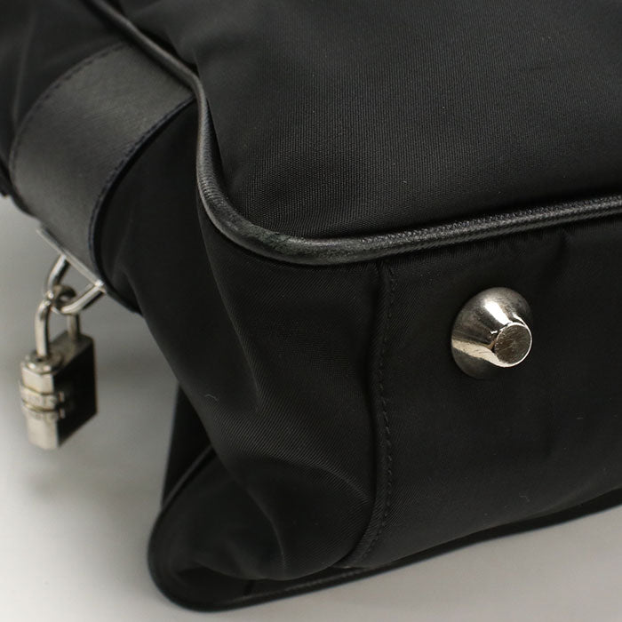 PRADA Briefcase Nylon and Leather Business Bag Handbag - Black
