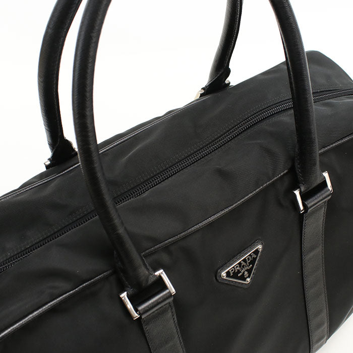 PRADA Briefcase Nylon and Leather Business Bag Handbag - Black