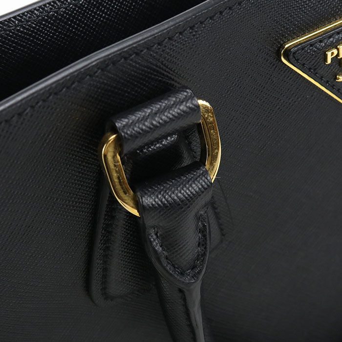PRADA ガレリア サフィアーノ レザー トートバッグ ショルダーバッグ - ブラック