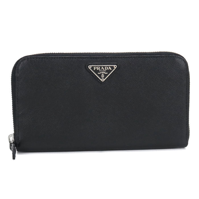 PRADA ラウンドファスナー レザー 長財布 ロングウォレット - ブラック
