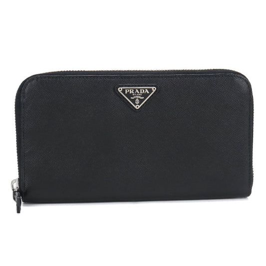PRADA ラウンドファスナー レザー 長財布 ロングウォレット - ブラック
