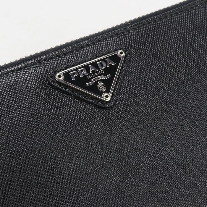 PRADA ラウンドファスナー レザー 長財布 ロングウォレット - ブラック