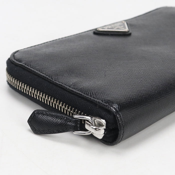 PRADA ラウンドファスナー レザー 長財布 ロングウォレット - ブラック