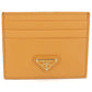 PRADA Saffiano Triangle Saffiano Leather Card Case - Orange