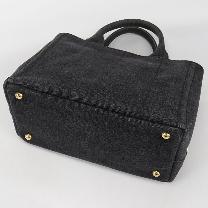 PRADA カナパ デニム トートバッグ ショルダーバッグ - ブラック