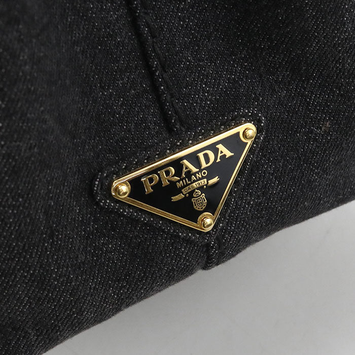 PRADA カナパ デニム トートバッグ ショルダーバッグ - ブラック