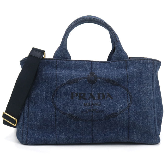PRADA カナパ デニム トートバッグ ショルダーバッグ - ブルー