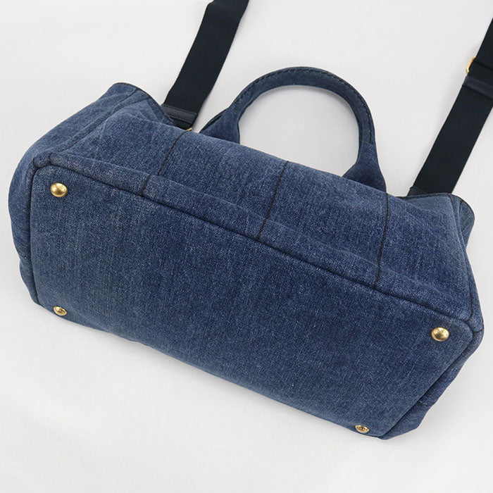PRADA カナパ デニム トートバッグ ショルダーバッグ - ブルー