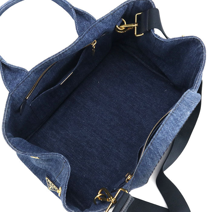 PRADA カナパ デニム トートバッグ ショルダーバッグ - ブルー