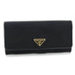 PRADA レザー トライアングル 二つ折り長財布 ロングウォレット - ブラック