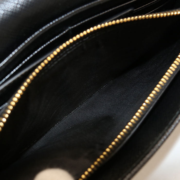 PRADA レザー トライアングル 二つ折り長財布 ロングウォレット - ブラック