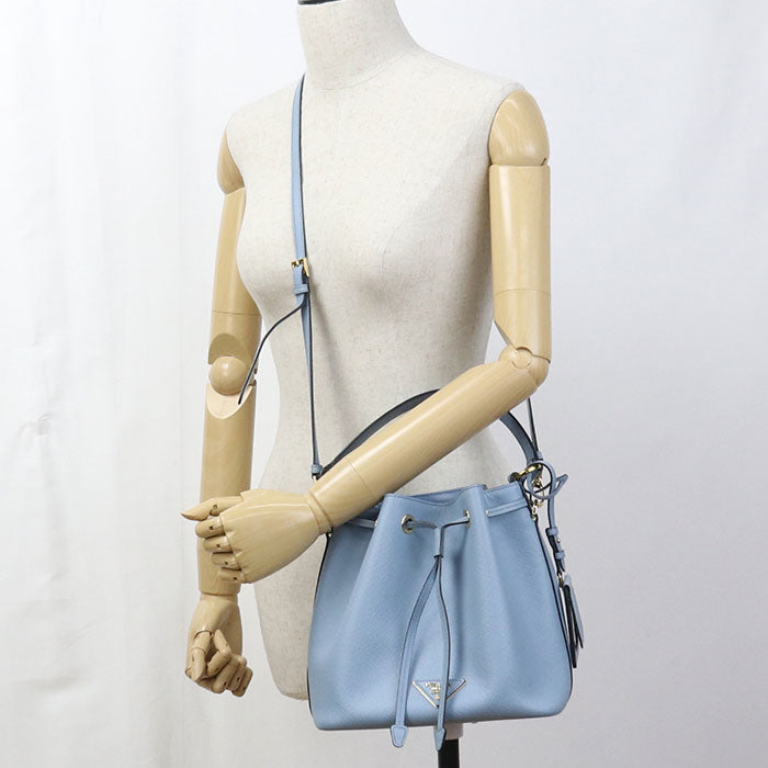 PRADA サフィアーノレザー カーフレザー バケットバッグ ハンドバッグ ショルダーバッグ - ブルー