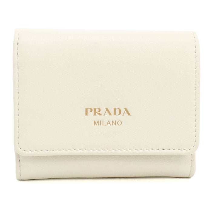 PRADA【プラダ】 1MH0432CYS F0009 ソフトグレインレザー 三つ折り財布 カーフ レディース