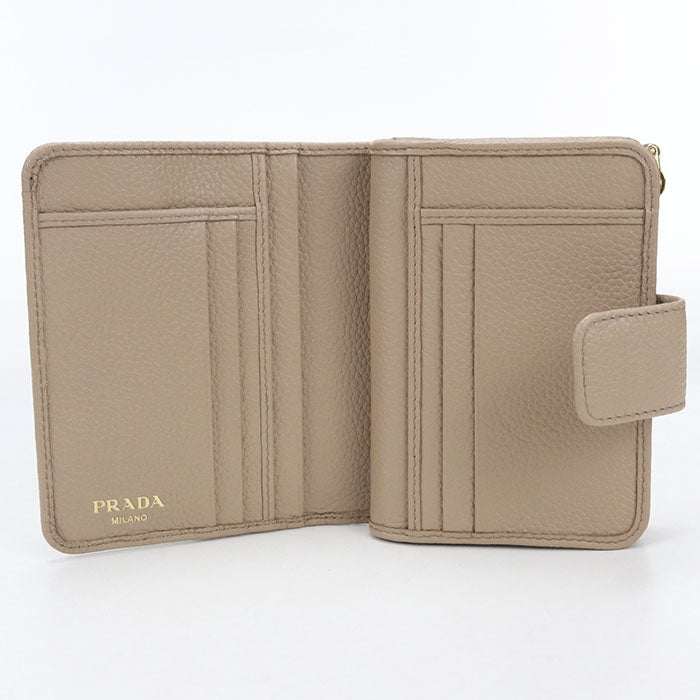 PRADA【プラダ】 ヴィッテログレインレザー 二つ折り財布 カーフ レディース