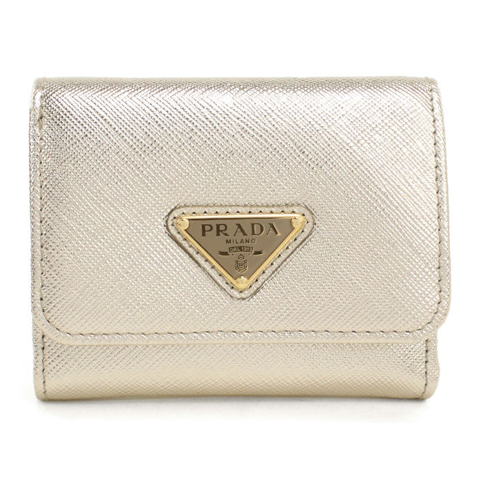 PRADA【プラダ】 1MH043 サフィアーノトライアングル 三つ折り財布 レザー レディース
