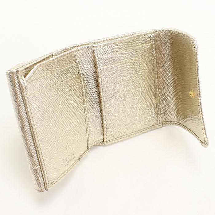 PRADA【プラダ】 1MH043 サフィアーノトライアングル 三つ折り財布 レザー レディース