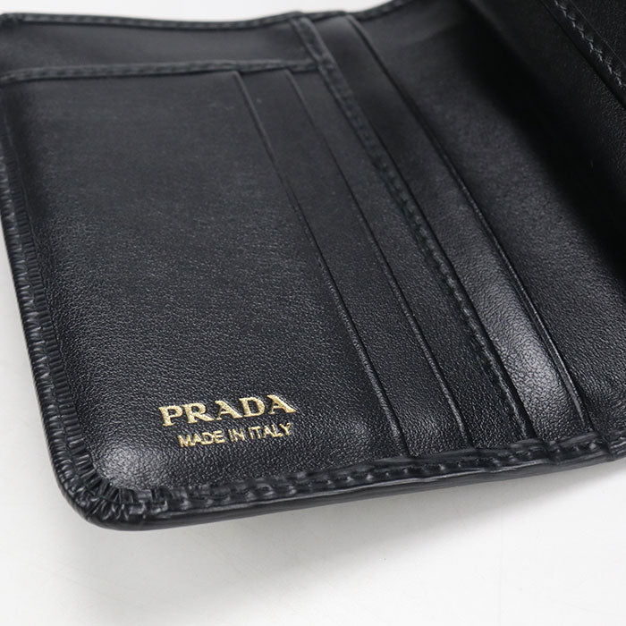 PRADA【プラダ】 1ML018 2DDU F0002 トライアングル レザー財布 ヴィッテロムーブ 二つ折り財布 レザー レディース