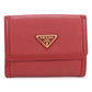 PRADA【プラダ】 1MH523 2B16 F0011 トライアングル レザー財布 ヴィッテロフェニックス 二つ折り財布 カーフ レディース
