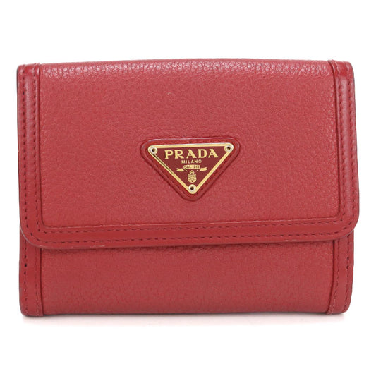 PRADA【プラダ】 1MH523 2B16 F0011 トライアングル レザー財布 ヴィッテロフェニックス 二つ折り財布 カーフ レディース