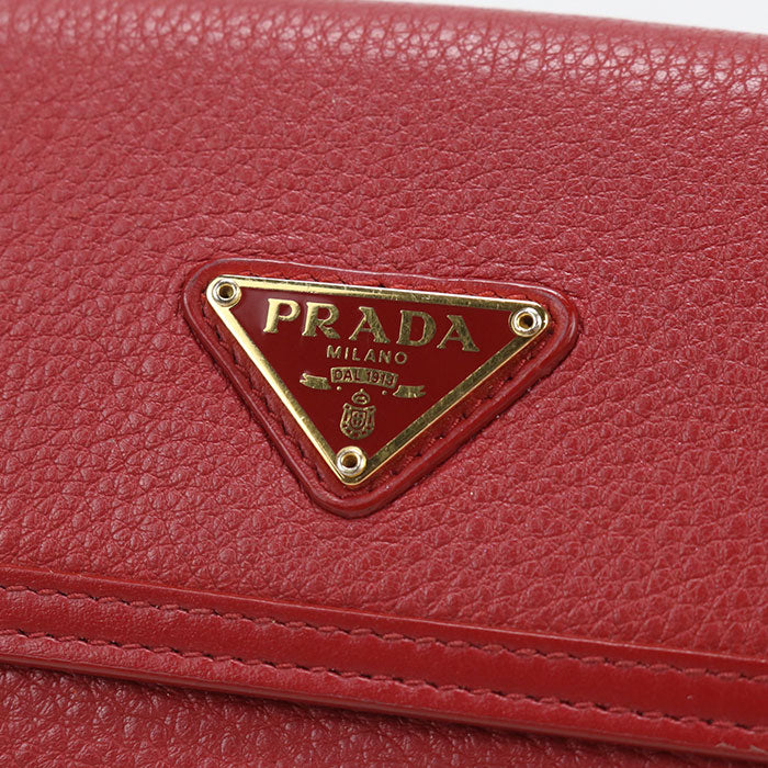 PRADA【プラダ】 1MH523 2B16 F0011 トライアングル レザー財布 ヴィッテロフェニックス 二つ折り財布 カーフ レディース