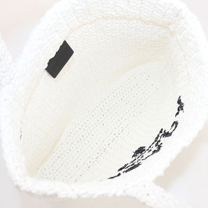 PRADA Crochet Small Raffia Tote Bag - White