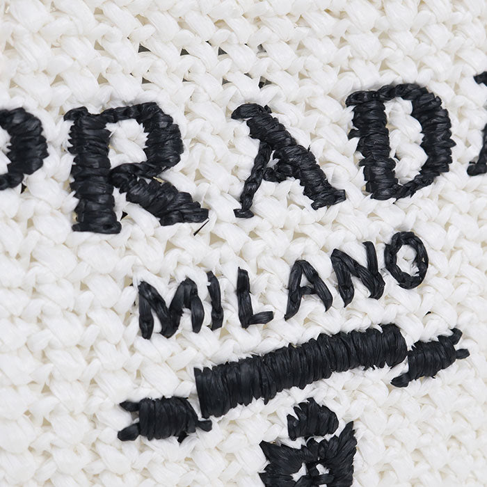 PRADA Crochet Small Raffia Tote Bag - White