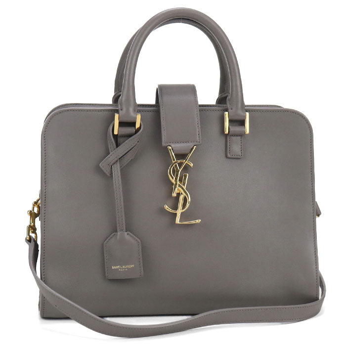 SAINT LAURENT Baby Cabas Calfskin Handbag/Shoulder Bag - Grey