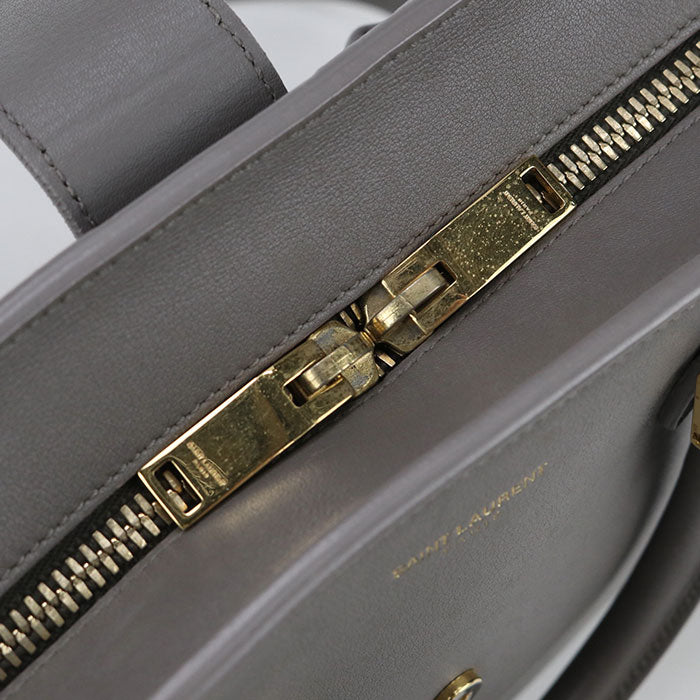 SAINT LAURENT Baby Cabas Calfskin Handbag/Shoulder Bag - Grey