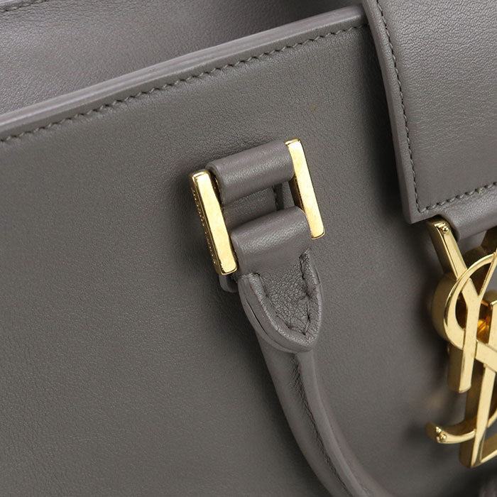 SAINT LAURENT Baby Cabas Calfskin Handbag/Shoulder Bag - Grey