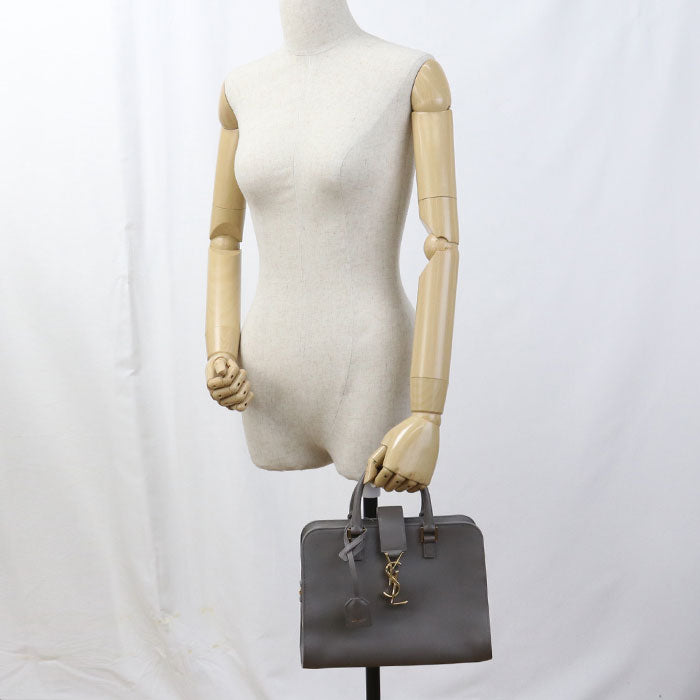 SAINT LAURENT Baby Cabas Calfskin Handbag/Shoulder Bag - Grey