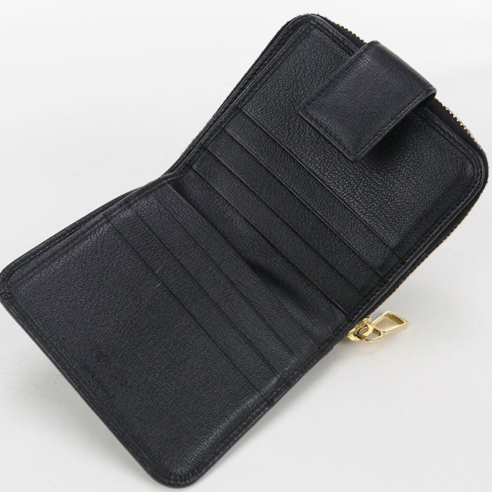 SAINT LAURENT Zip Wallet Leather Bifold Compact Wallet - Black