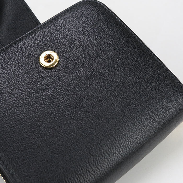 SAINT LAURENT Zip Wallet Leather Bifold Compact Wallet - Black