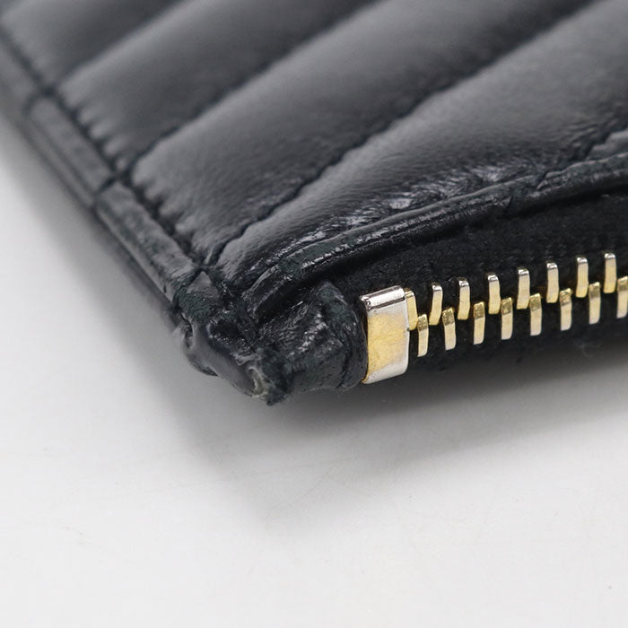 SAINT LAURENT Cassandra Lambskin Coin and Card Case - Black