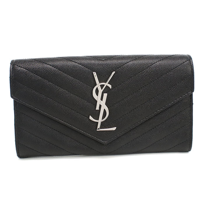 SAINT LAURENT Large Flap Wallet in Calf Leather - Black