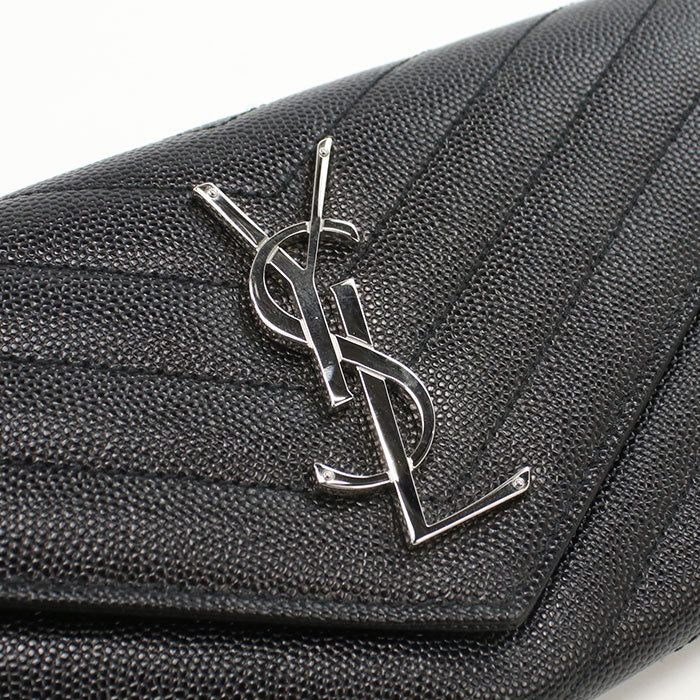 SAINT LAURENT Large Flap Wallet in Calf Leather - Black