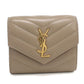 SAINT LAURENT Cassandra Matelasse Lambskin Tri-Fold Compact Wallet - Beige