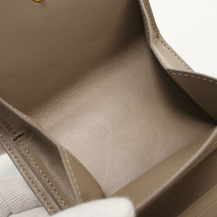 SAINT LAURENT Cassandra Matelasse Lambskin Tri-Fold Compact Wallet - Beige