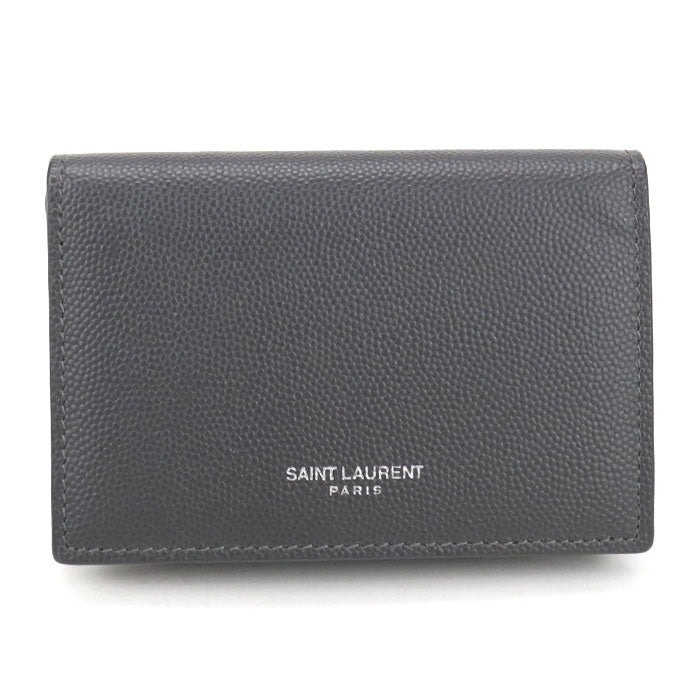 SAINT LAURENT Calfskin Business Card Case - Grey