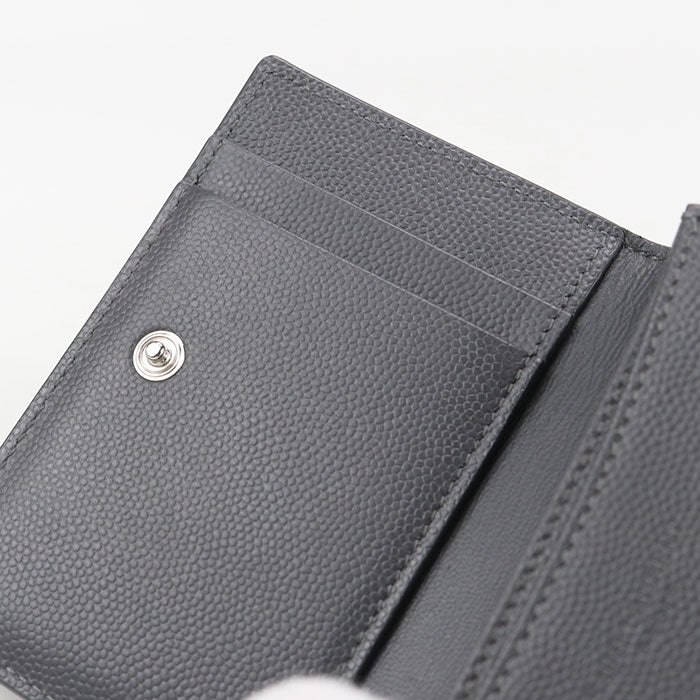 SAINT LAURENT Calfskin Business Card Case - Grey