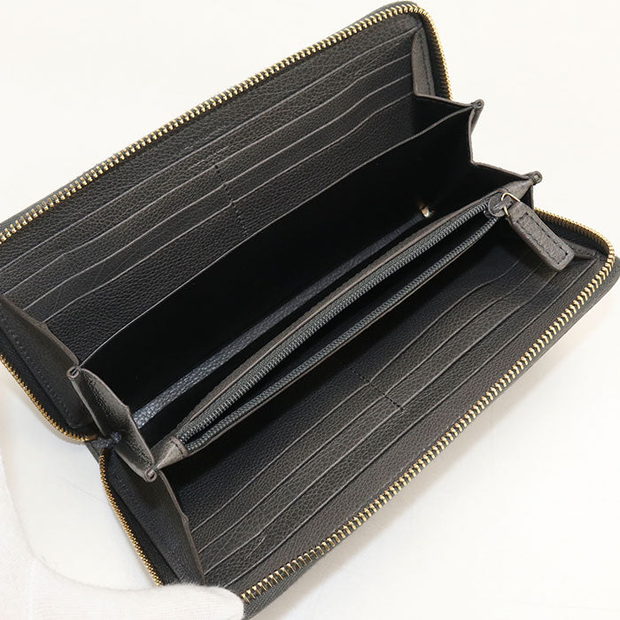 Saint Laurent カサンドラロゴ ラウンドファスナー レザー 長財布 ロングウォレット - グレー