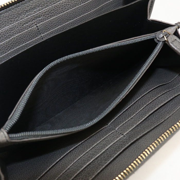 Saint Laurent カサンドラロゴ ラウンドファスナー レザー 長財布 ロングウォレット - グレー