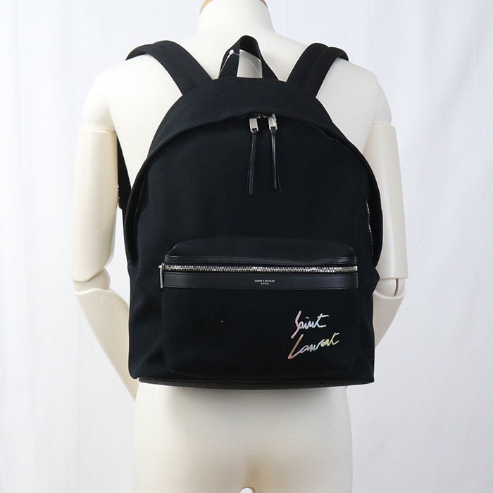 SAINT LAURENT City Canvas Backpack - Black