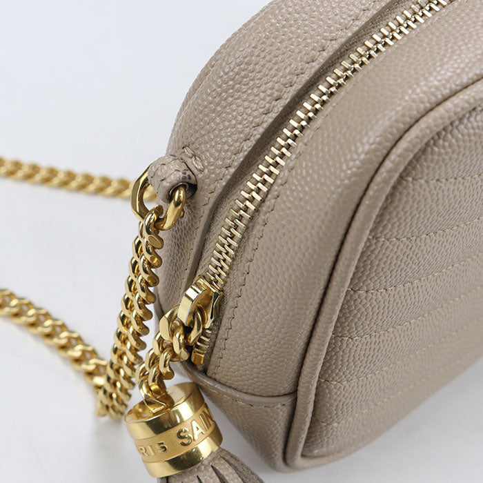 Saint Laurent ルー ミニバッグ カーフスキン チェーンショルダーバッグ - ベージュ