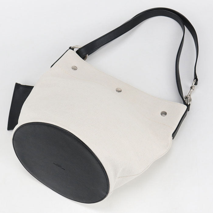 Saint Laurent リヴ ゴーシュ キャンバス バケットバッグ ショルダーバッグ - ホワイト