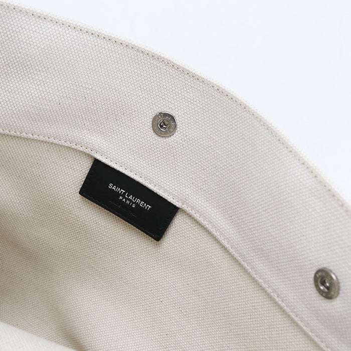 Saint Laurent リヴ ゴーシュ キャンバス バケットバッグ ショルダーバッグ - ホワイト