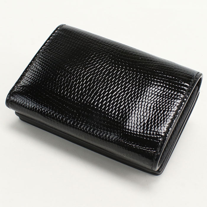 Saint Laurent カサンドラ タイニーウォレット パテントレザー 三つ折り財布 コンパクトウォレット - ブラック