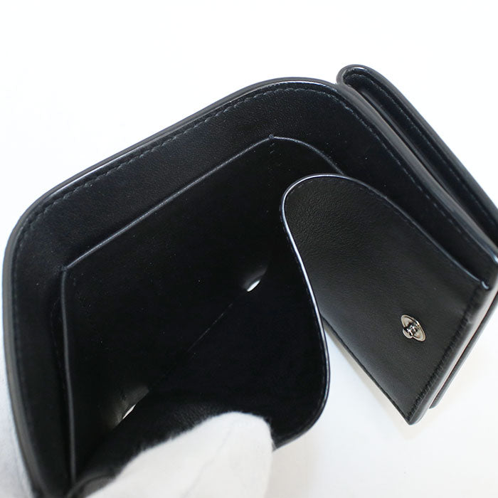 Saint Laurent カサンドラ タイニーウォレット パテントレザー 三つ折り財布 コンパクトウォレット - ブラック